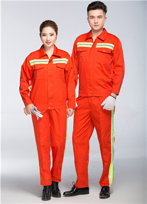 工程服訂做|橘色綠條反光條長袖|環衛工地施工勞保服